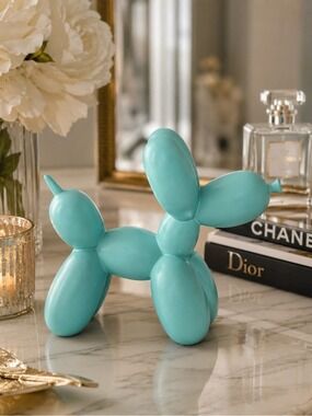 Matte Seafoam Aqua Balloon Dog Sculpture Modern Luxury Home Decor Resin Display